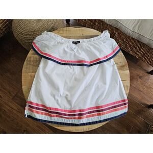 Lane Bryant NWT 14/16 White Off Shoulder Grossgrain Ribbon Trim Cotton Top Shirt